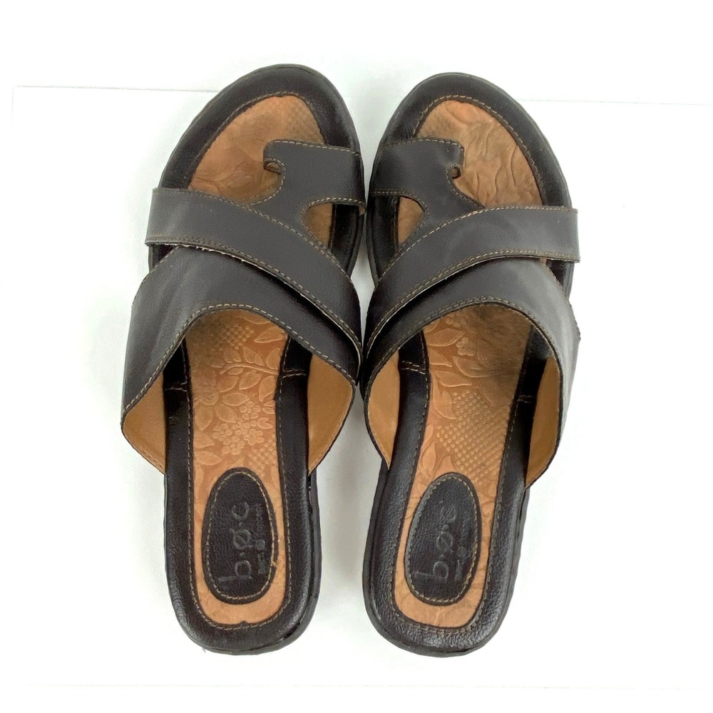 boc Born Sandals Women's 8 Slip On Slides Flats Shoes Flip Flops Brown 38.5 - Picture 7 of 9